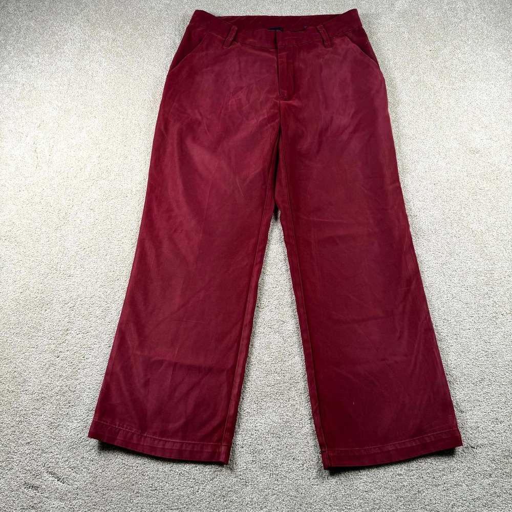 Patagonia Chino Pants Womens 4 Burgundy Wide Leg Mid Rise Flat Front Preppy